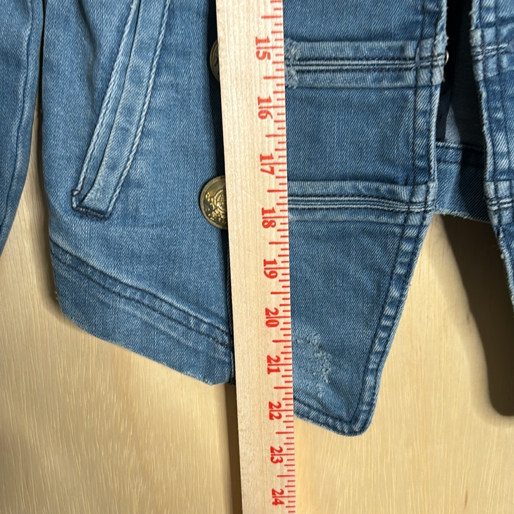 Free People Military Denim Jacket Gold Button Band Jacket XS - Picture 9 of 10